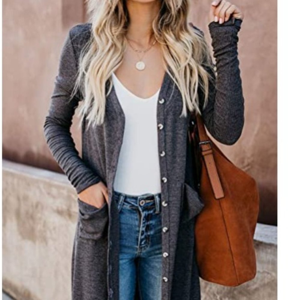 Asvivid Basic Lightweight Button Down Cardigan
